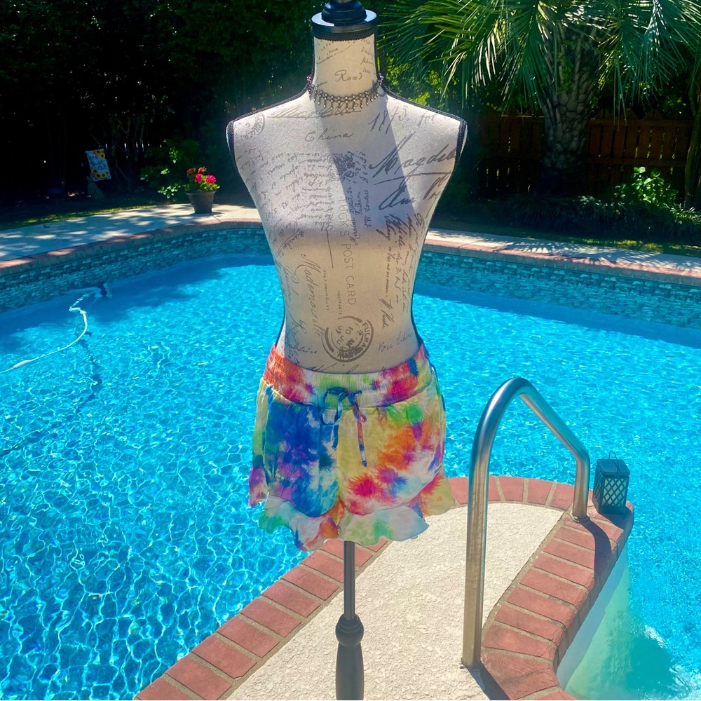 TINIBIKINI tie dye ruffle coverup shorts